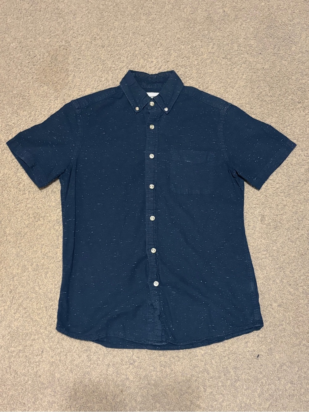 Sonoma Navy Short-Sleeve Button-Down Shirt